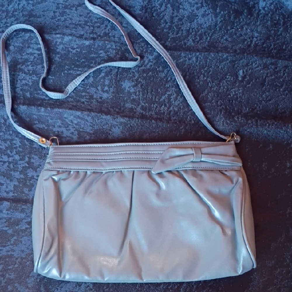 Vintage 80s/90s Gray Crossbody Purse With Bow